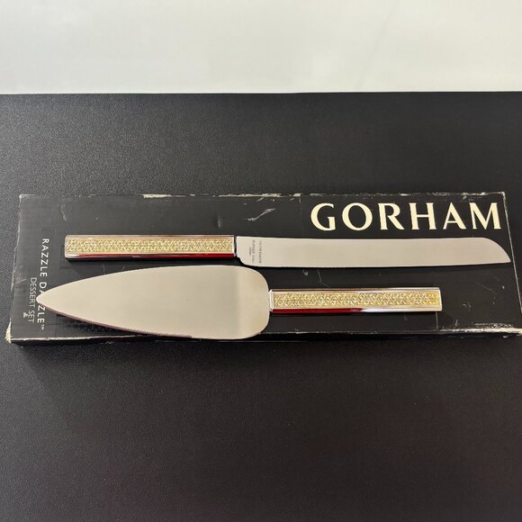 Gorham "Razzle Dazzle" Clear Dessert Set (Cake Knife & Server) Stainless Steel - Picture 2 of 10